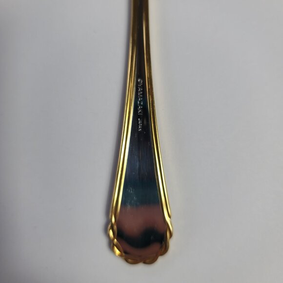 Yamazaki Tasha Dinner Fork Stainless Gold Trim 7 1/2 Silverware Flatware - Picture 12 of 13